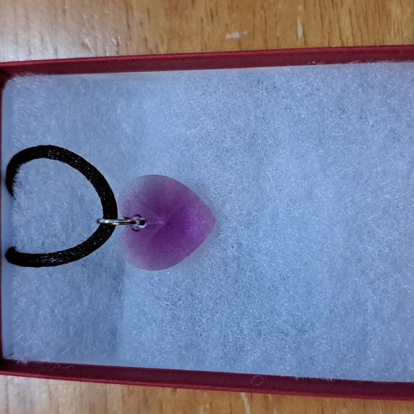 Evening Raspberry Crystal Heart Necklace - Picture 2 of 6